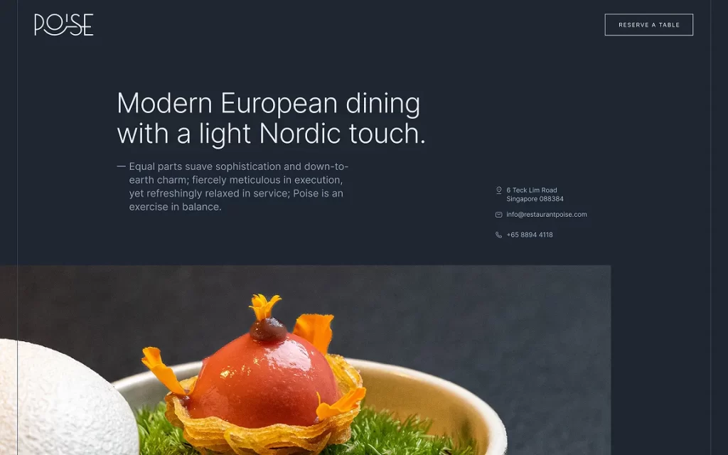 Restaurant Poise Webflow website